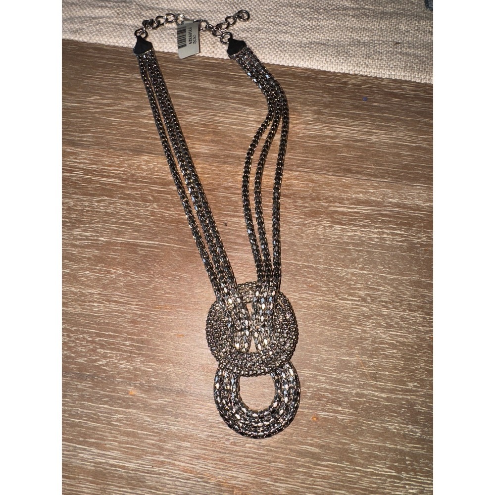 Cache Silver Tone‎ Multi Strand Chain Statement Necklace Fashion Jewelry